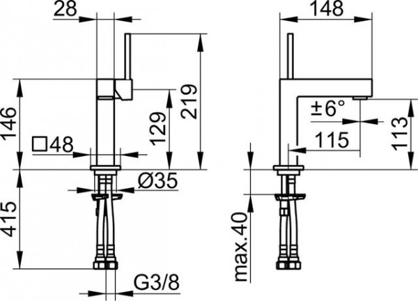 1 Gats Mengkraan Keuco Edition 90 Square enkele hendel Chroom