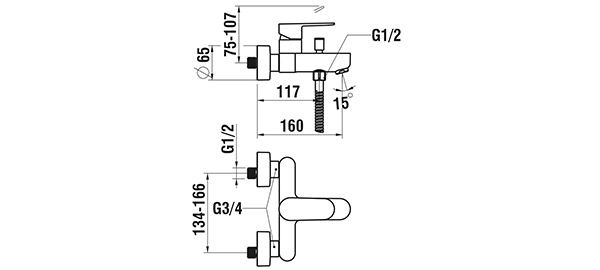 Thermostatische Mengkraan Bad Douche Laufen NEJA Chroom