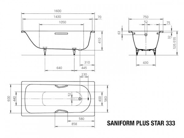 Kaldewei Standaard Bad model 333 Saniform Plus Star (133300010)