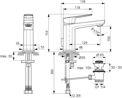 Inbouw Wastafelkraan Ideal Standard Tonic II Chroom A6326AA