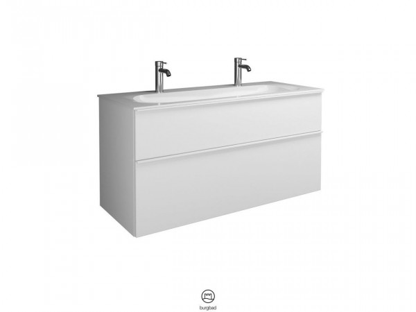 Set Meuble Salle De Bain Burgbad Fiumo 2 tiroirs, Lavabo double 1220x610mm Personnalisable SFXM122-PN491