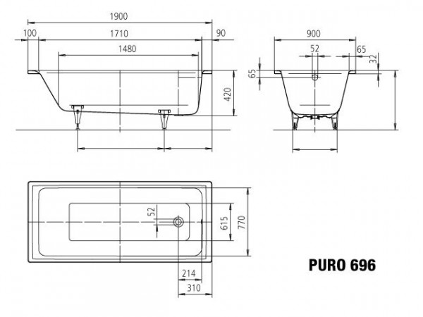 Kaldewei Standaard Bad model 696 Puro (259600010)