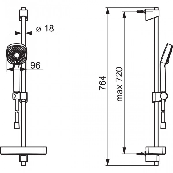 Doucheset Hansa BASICJET Style Rond 764mm Chroom