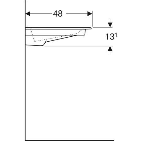 Meubelwastafel Geberit ONE 1 gat, Wastafel rechts, Horizontale uitloop 900x480mm Wit/Bright White