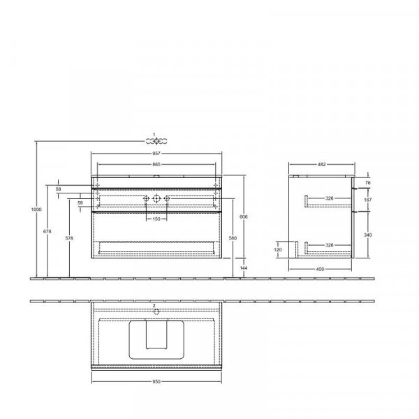 Villeroy en Boch Wastafelmeubels Venticello 957 x 606 x 502 mm