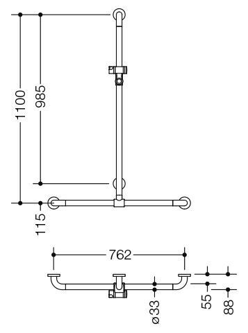 Hewi Badgreep Serie 801 met douchestang 801.35.420