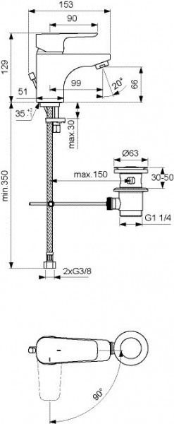 Ideal Standard Eéngreeps wastafelmengkraan BlueStart CeraPlan III Chroom