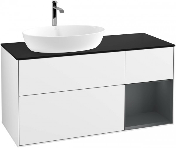 Meuble Pour Vasque à Poser Villeroy et Boch Finion Glossy White/Midnight Blue/Glass Black F812HGGF