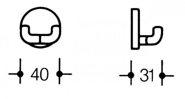 Hewi Handdoekhaakjes Serie 801 Dubbele wandhaak ø 40 mm
