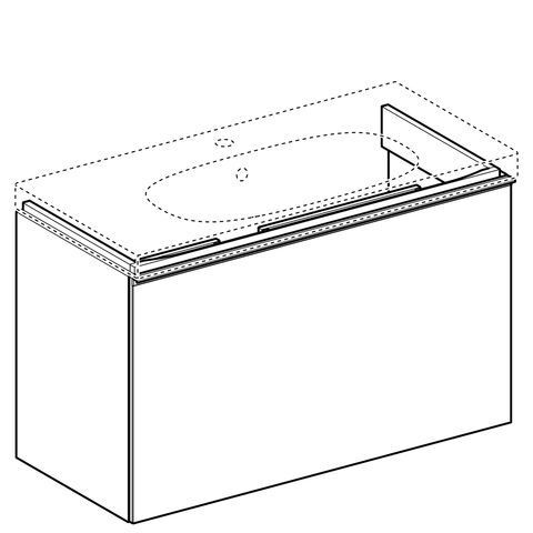 Geberit Acanto wastafelonderbouwkast compact m. 1 lade 89x53.5x41.6cm m. greep m. sifon wit 500.616.01.2