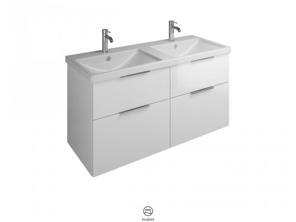 Set Meuble Salle De Bain Burgbad Eqio Double Lavabo, Meuble 4 tiroirs 1230x645mm Personnalisable SEYT123-PN258