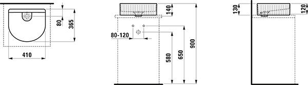 Opbouw Wastafel Laufen SONAR met externe textuur 365x140x410mm Wit Clean Coat