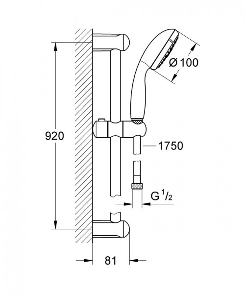 Grohe Doucheset Tempesta 100 3 jets Chroom 27796001