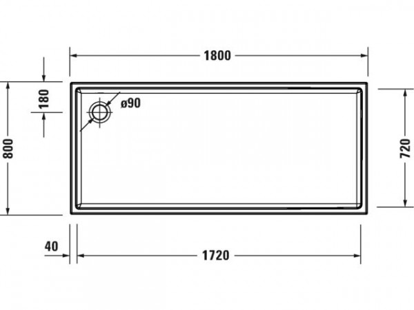 Duravit Douchebak Rechthoekig Starck 1800 x 800 x 65 mm Wit