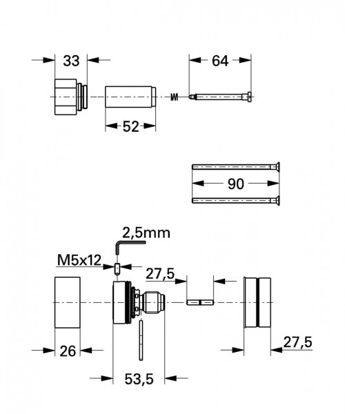 Grohe Uitbreiding Universeel sset voor Chiara 19613 DN20 Chroom 47267000