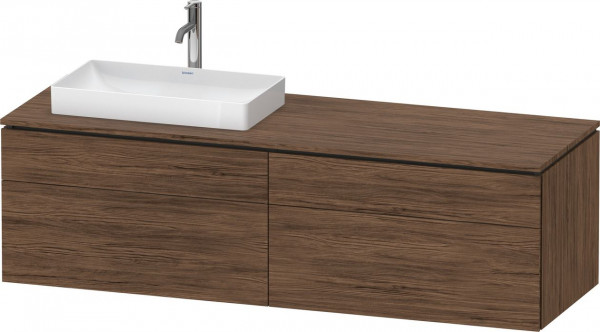 Meuble Pour Vasque à Poser Duravit L-Cube 4 tiroirs, vasque gauche 1620mm Noyer foncé mat LC4871L21210000