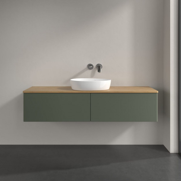 Wastafelmeubel Voor Opzet Waskom Villeroy en Boch Antao 1600x360x500mm Leaf Green Matt Lacquer/Ho...