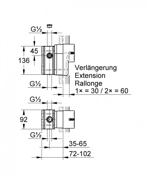 Grohe Uitbreiding Eichelberg 1/2"''-verlengkit voor Inbouw Douchekraan 44035100