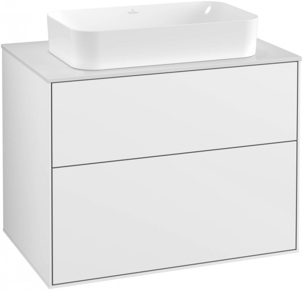 Meuble Pour Lavabo Encastrable Villeroy et Boch Finion Glossy White/Glass White F22100GF