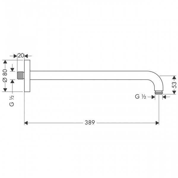 Hansgrohe Douchearmbereik 383mm brushed nikkel 27413820