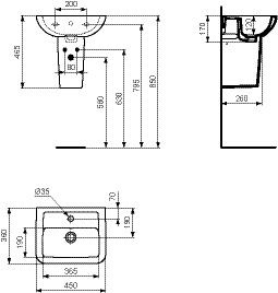 Fontein Toilet Ideal Standard Eurovit Plus 450x360x170mm