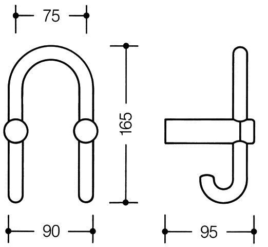 Hewi Handdoekhaakjes Serie 801 Dubbele haak twee staven 95 mm