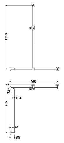 Hewi Badgreep System 900 met douchestang 900.35.304XA