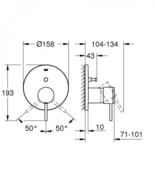 Grohe Atrio New afbouwdeel voor inbouw bad/douchekraan met omstel warm sunset 24066DA3