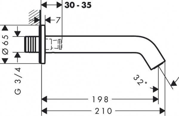 Hansgrohe Tecturis baduitloop chroom 73411000