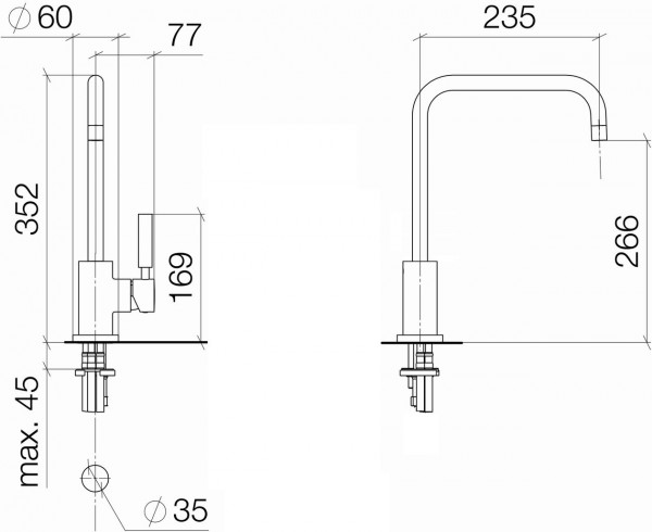 Dornbracht Meta.02 1 gats keukenkraan v. handdouchegarnituur 360° draaibaar sprong 23.5cm chroom 3382062500