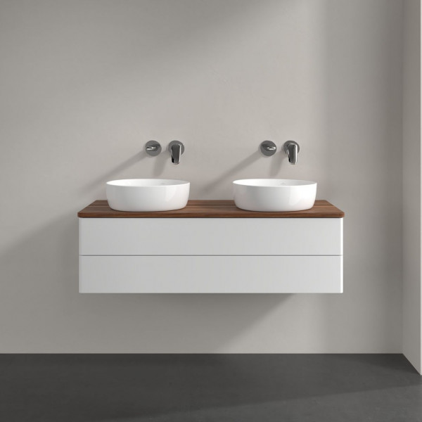 Dubbel Wastafelmeubel Villeroy en Boch Antao 1200x360x500mm Glossy White Lacquer/Warm Walnut