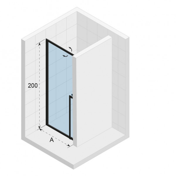 Riho Lucid GD101 nisdeur 100x200cm helder glas mat zwart GD110B000