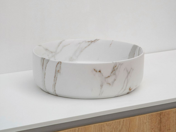 Vasque à Poser Riho Livit Rond 346mm  Aspect marbre blanc mat