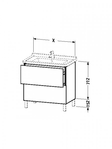 Duravit Wastafelmeubels L-Cube voor 030470 Staand 469x670x712mm