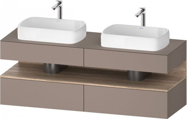 Meuble Double Vasque Duravit Qatego Lumière 1600mm Chêne marbré mat/Basalte Mat QA4779055430010