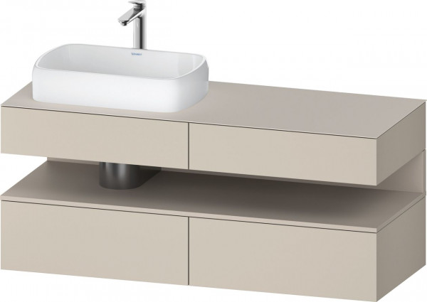 Meuble Pour Vasque à Poser Duravit Qatego gauche, avec niche 1400mm Taupe Mat/Taupe Super Mat QA4765091830000