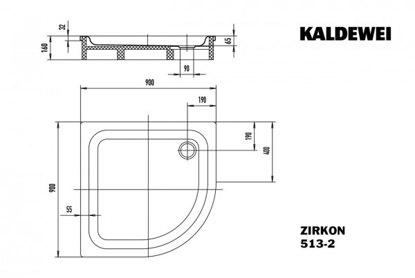 Kaldewei Kwartronde Douchebak Mod.513-2 Zirkon (452235000)