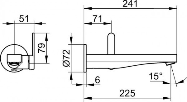 Inbouw Wastafelkraan Keuco IXMO Flat Enkele hendel, rond, 241 mm Chroom