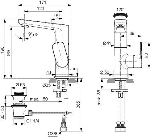 Ideal Standard Eéngreeps wastafelmengkraan Tonic II Chroom