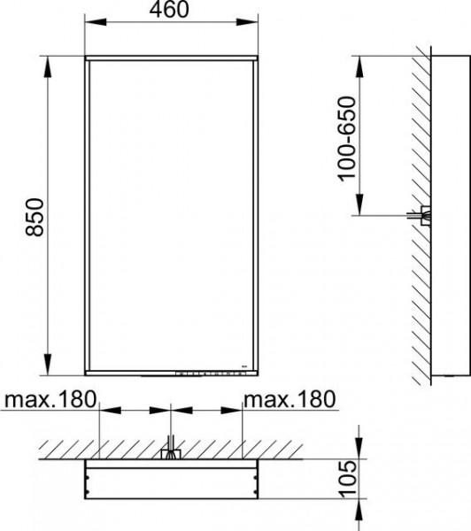 Keuco Badkamerspiegel met Verlichting X-Line Antraciet