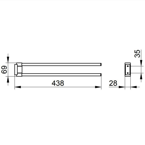 Keuco Handdoekenrek Plan 440x30x70mm