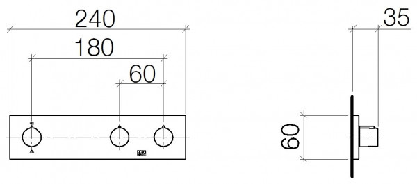 Dornbracht Symetrics Inbouwstopkraan met 2 stopkranen, met omstelling, voor wandmontage Platina Mat