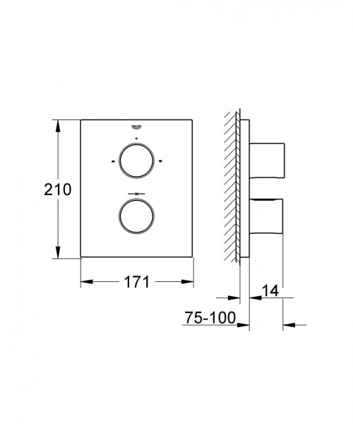 Grohe Inbouw Douchekraan Grohtherm F thermostatische met 2 uitlaten omleider 27618000