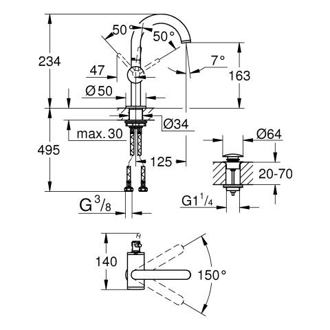 1 Gats Mengkraan Grohe Atrio 234mm Supersteel