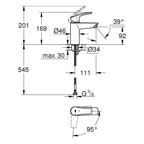 1 Gats Mengkraan Grohe Eurosmart Chroom