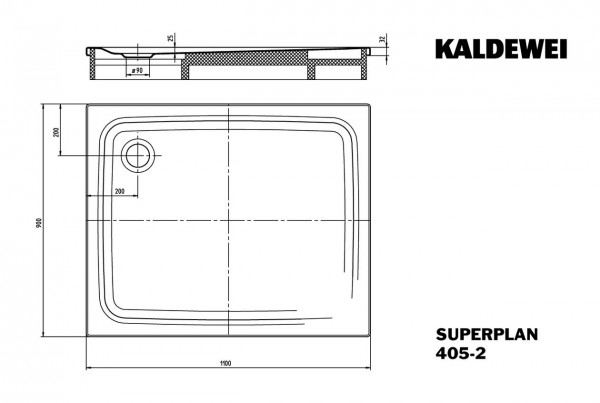 Kaldewei Douchebak Rechthoekig Mod.405-2 Superplan (430535000)