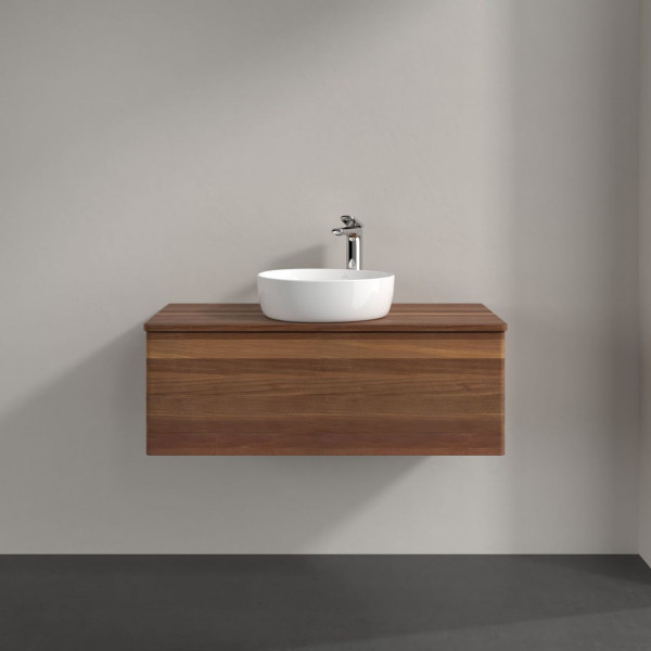 Wastafelmeubel Voor Opzet Waskom Villeroy en Boch Antao 1000x360x500mm Warm Walnut