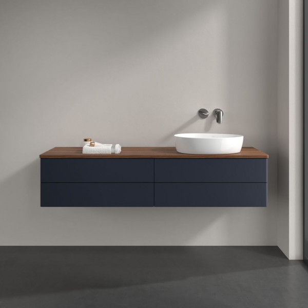 Wastafelmeubel Voor Opzet Waskom Villeroy en Boch Antao 1600x360x500mm Midnight Blue Matt Lacquer...