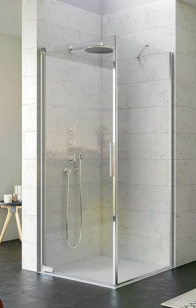 Porte de douche pivotante Kinedo KINEQUARTZ P, profilé, en angle, charnières à gauche 1000mm Crystal Clean