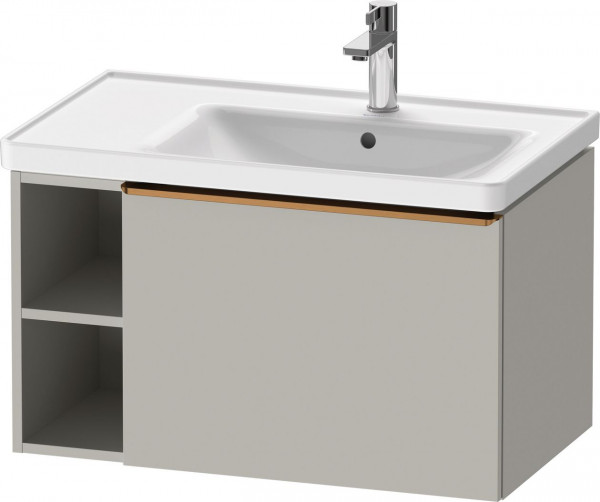 Meuble Pour Lavabo Encastrable Duravit D-Neo tiroir poignée bronze, 2 niches gauche 784mm Gris béton mat DE4257004070000